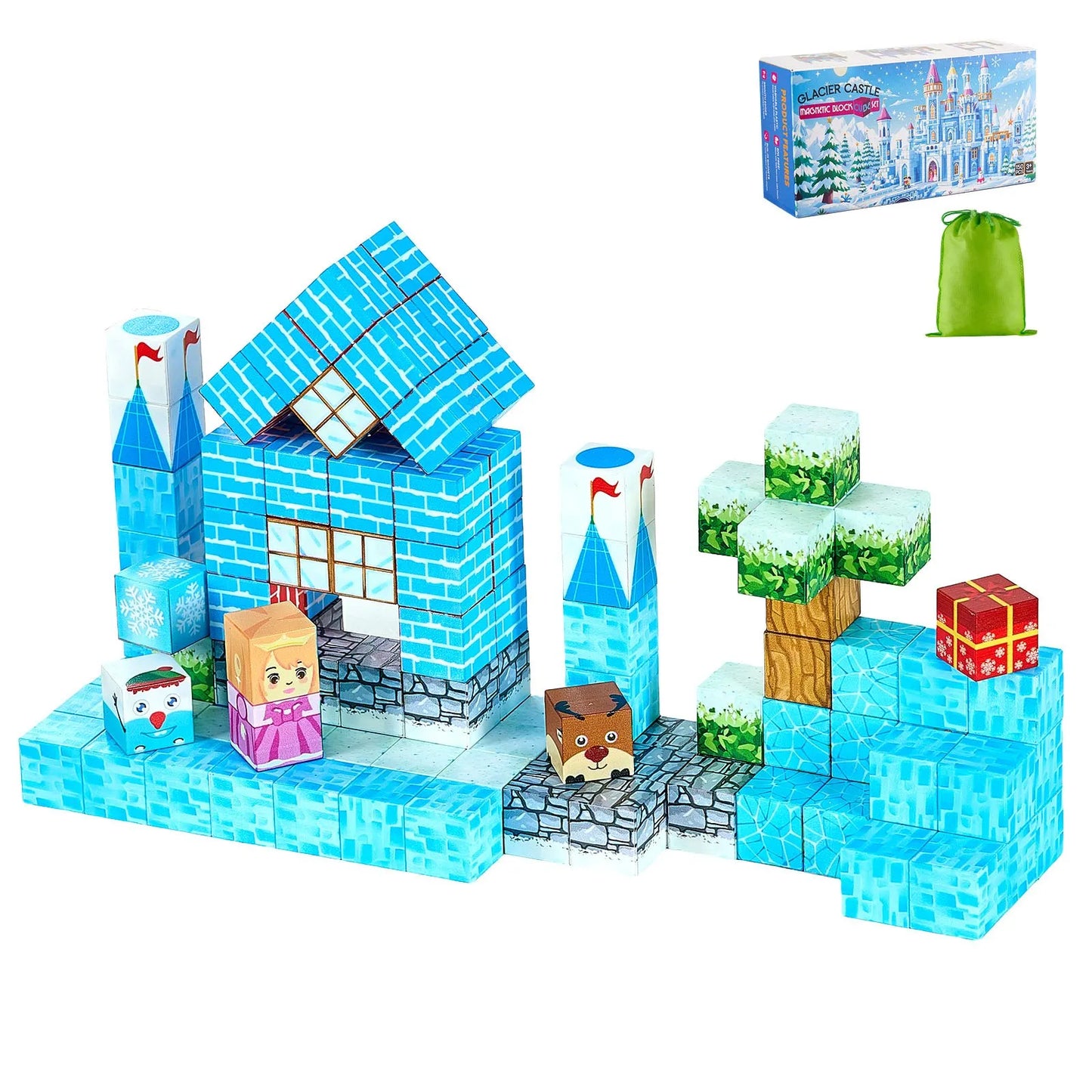 Magnetic Building Cubes 150-Piece Ice Castle Set STEM Building Toy Ages 5-9