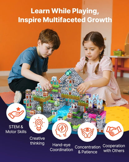 Halloween Magnetic Building Cubes 100-Piece Castle & Graveyard Set Ages 3+