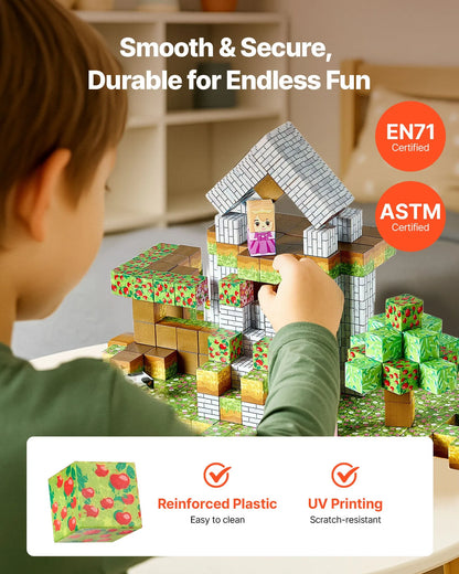 Magnetic Building Blocks Castle Set 150 Pc – Montessori STEM Toy Kids 3+