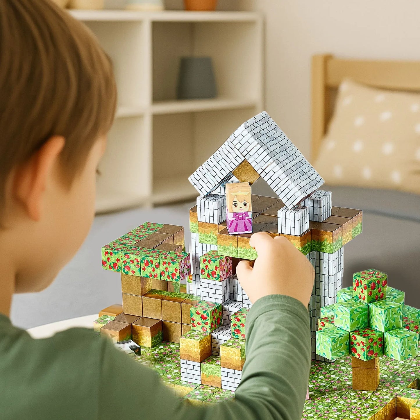 Magnetic Building Blocks Castle Set 150 Pc – Montessori STEM Toy Kids 3+