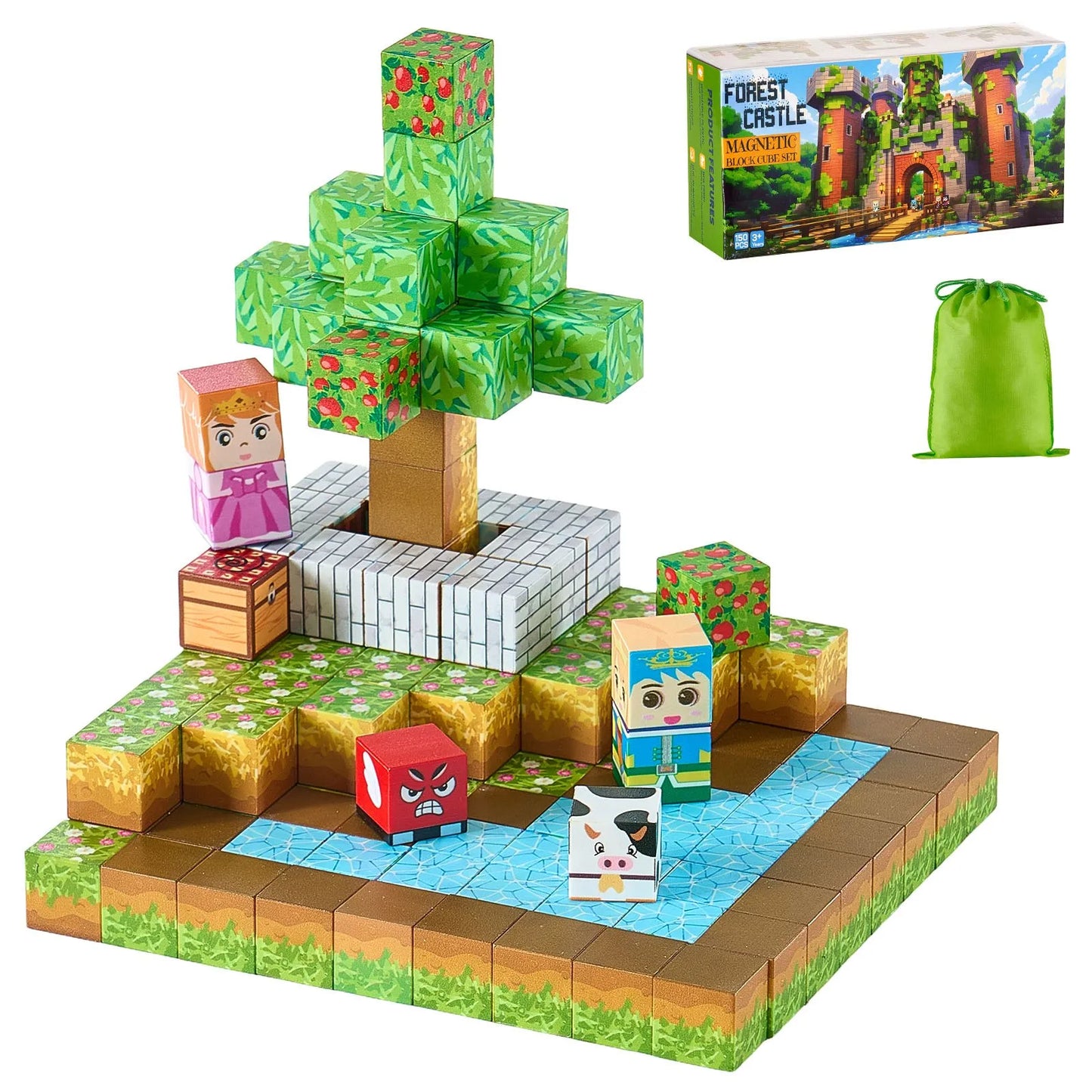 Magnetic Building Blocks Castle Set 150 Pc – Montessori STEM Toy Kids 3+