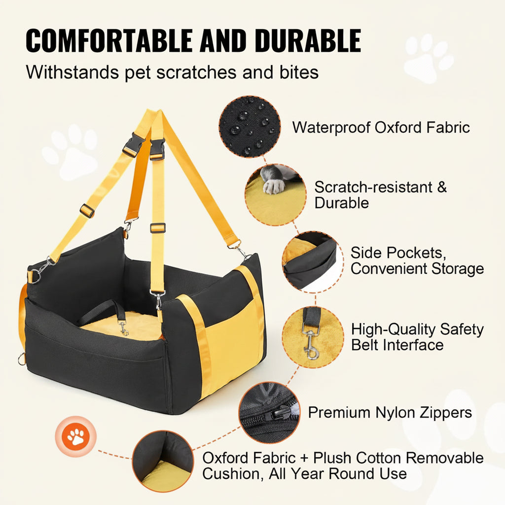 Pet carrier with features highlighted on a white background