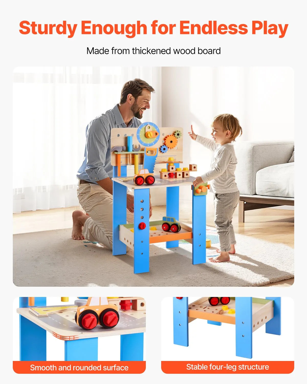 Wooden Kids Workbench 62 Pc Tool Bench Set – STEM Toy for Boys & Girls 3+