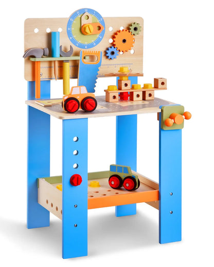 Wooden Kids Workbench 62 Pc Tool Bench Set – STEM Toy for Boys & Girls 3+