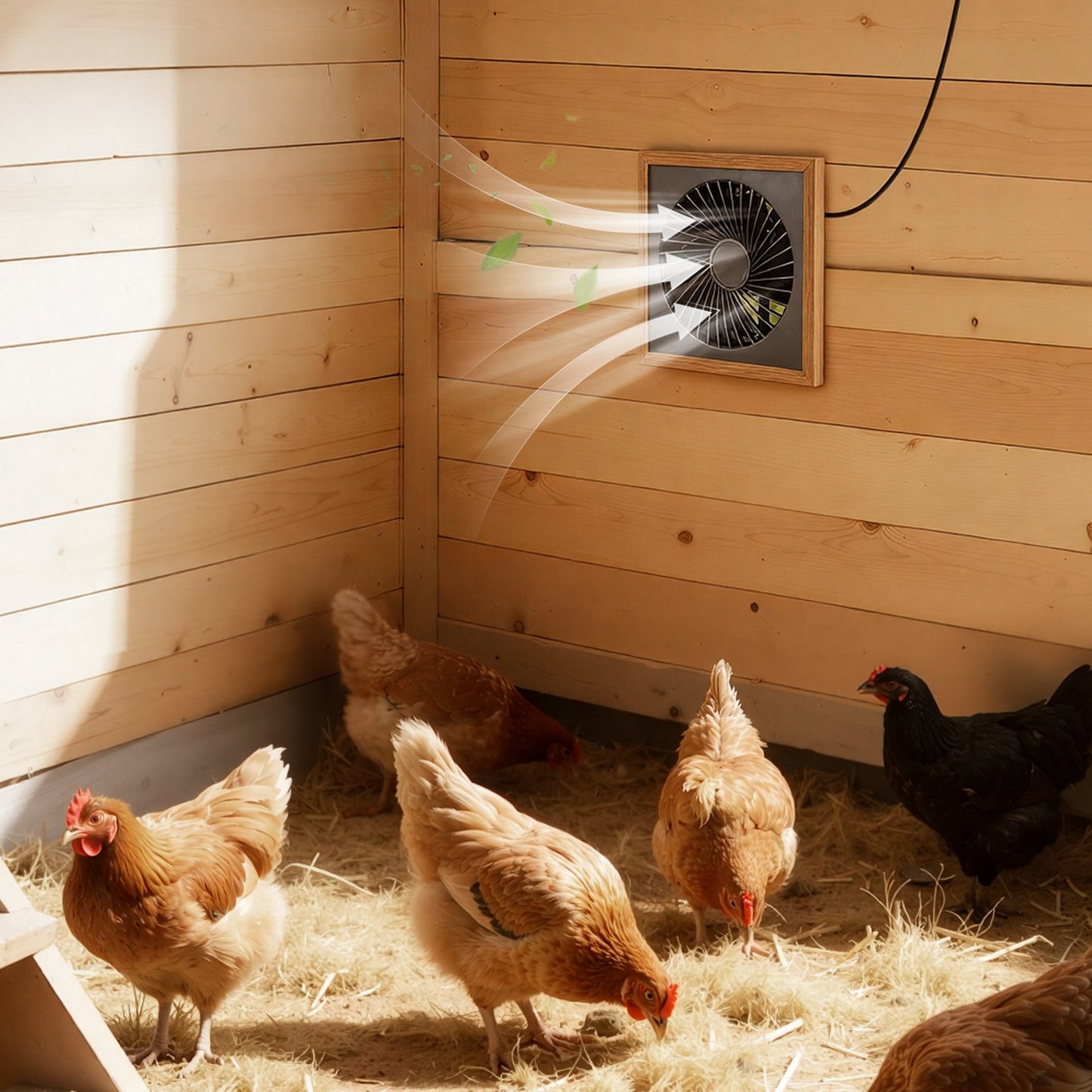 25W Solar Panel Exhaust Fan, 220 CFM 2030 RPM, IP65, for Chicken Coop, Greenhouse & Shed