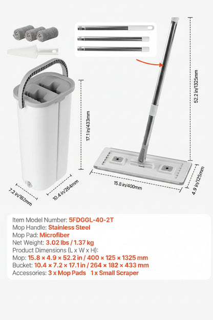 Flat Mop and Bucket with Wringer Set | Hands-Free Dual Chamber – additional product view 7