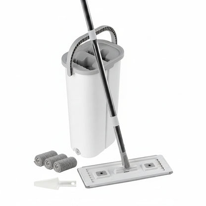 Flat Mop and Bucket with Wringer Set | Hands-Free Dual Chamber – main product view
