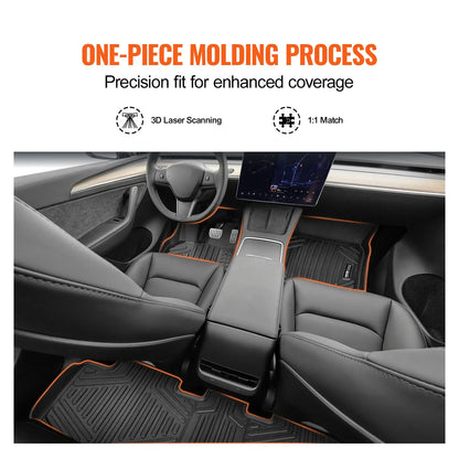 Tesla Model Y Floor Mats 2021-2024 | 3-Piece All-Weather TPE Liner Set – feature detail view