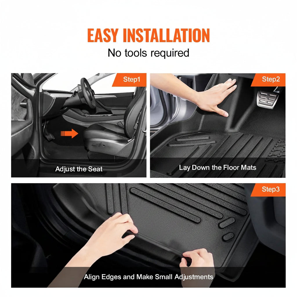 Tesla Model Y Floor Mats 2021-2024 | 3-Piece All-Weather TPE Liner Set – additional product view 7