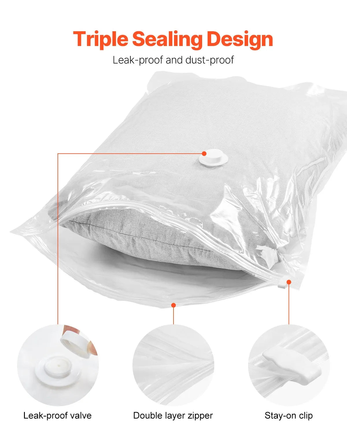 Vacuum Storage Bags with Electric Pump, 15 Pack in 5 Sizes, for Bedding & Clothes