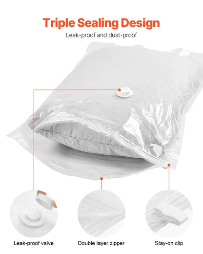 Vacuum Storage Bags with Electric Pump, 15 Pack in 5 Sizes, for Bedding & Clothes