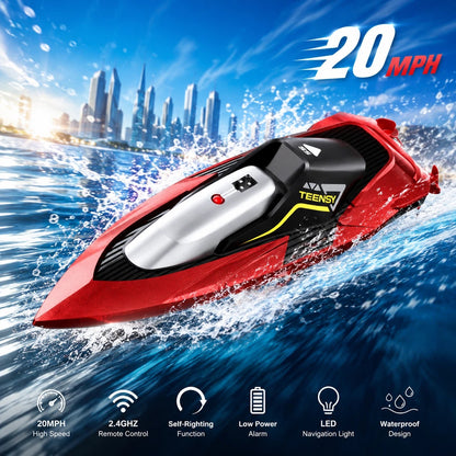 Remote Control Boat RC Racing Boat 20MPH 2.4GHz Rechargeable Waterproof Kids